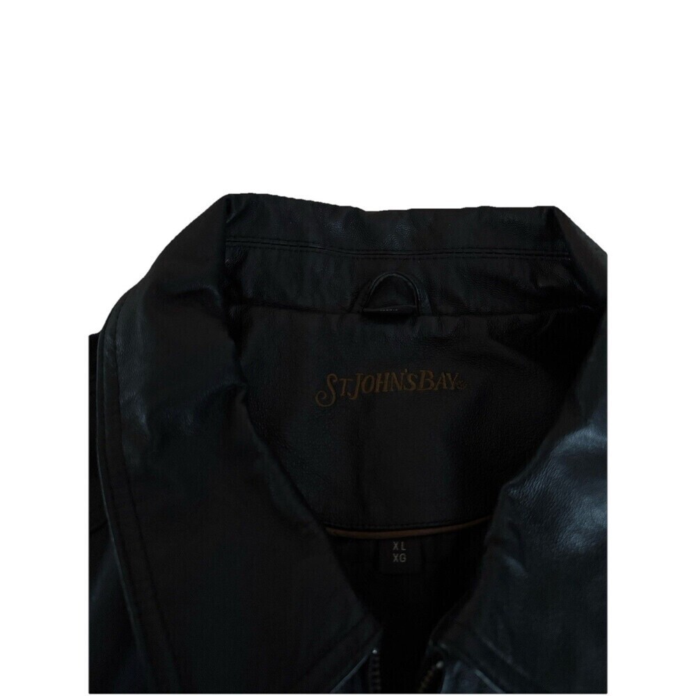Mens St Johns Bay Black Leather Aviator Jacket Insulated Size XL GUC 6662 - Picture 3 of 5